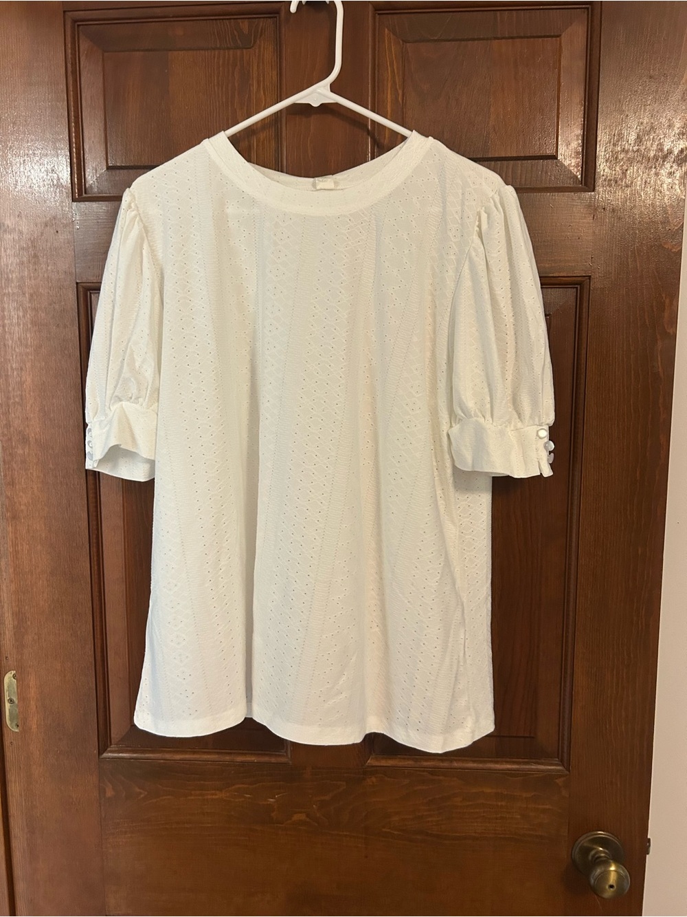 White Eyelet Puff Sleeve Blouse
